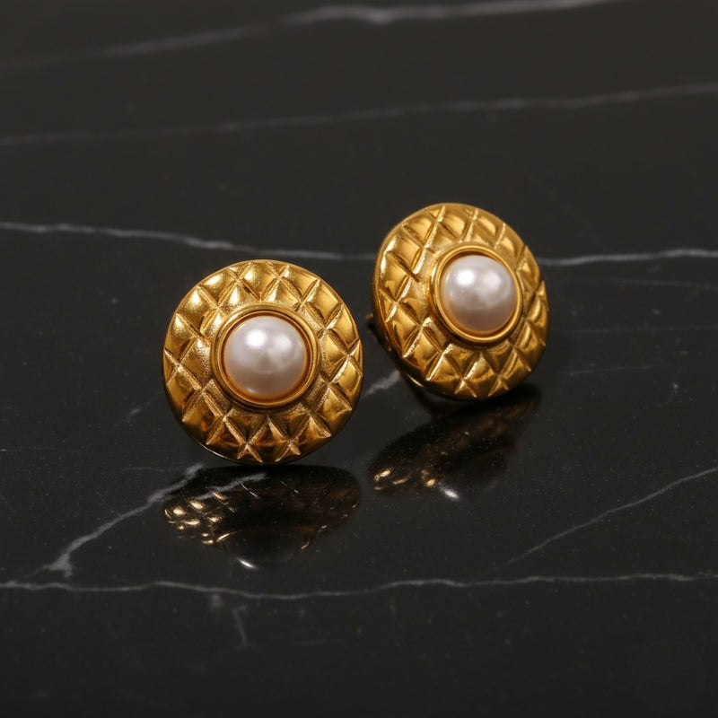 Boucles d'oreilles perle plate