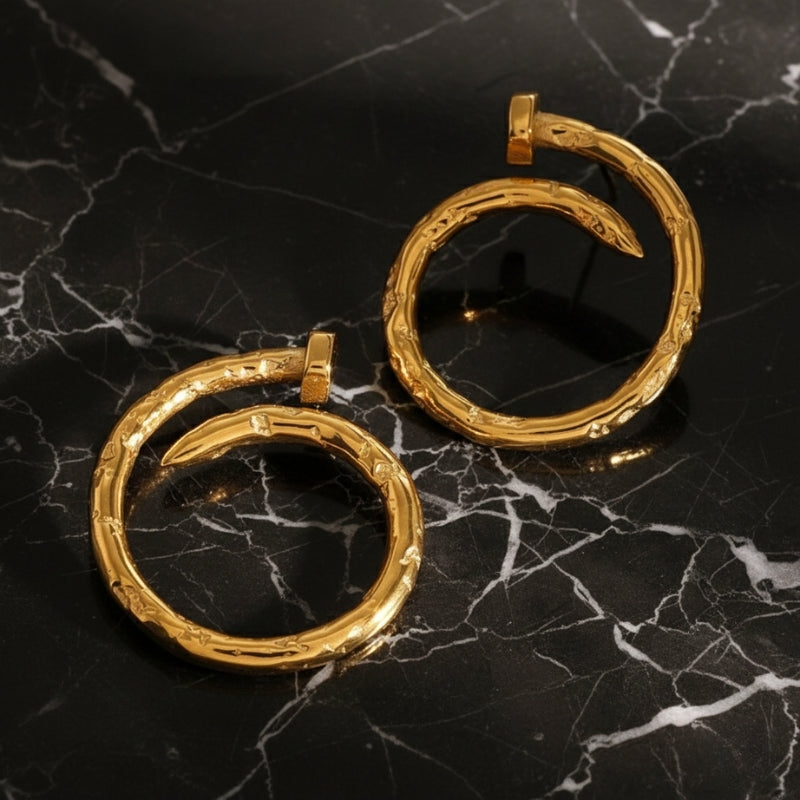 Boucles d’oreilles créoles originales – Acier inoxydable plaqué or 18K, boucle d'oreille creole originale argent​, boucle d'oreille creole originale or