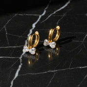Boucles d'oreilles créoles fillette – Créoles cœur avec strass 18K