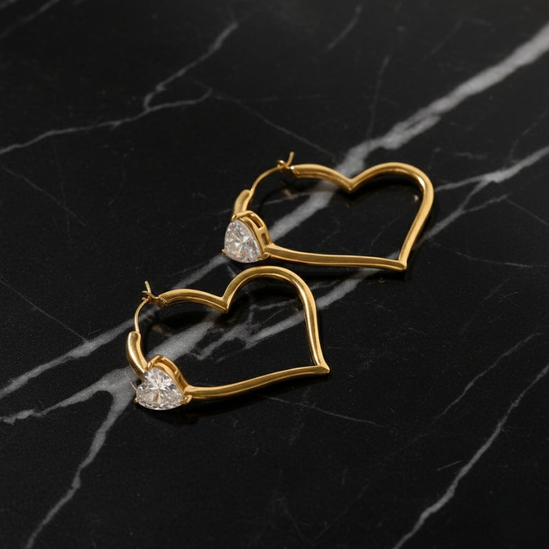 Boucles d'oreilles cœur diamanté