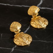 Boucles d’oreilles coquillage gravées en acier inoxydable doré