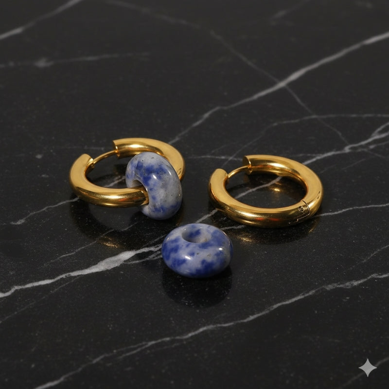 Boucles d’oreilles créoles boules – Acier inoxydable plaqué or 18K