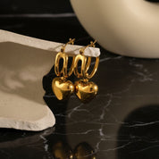 Boucles d’oreilles cœur anneau acier inoxydable