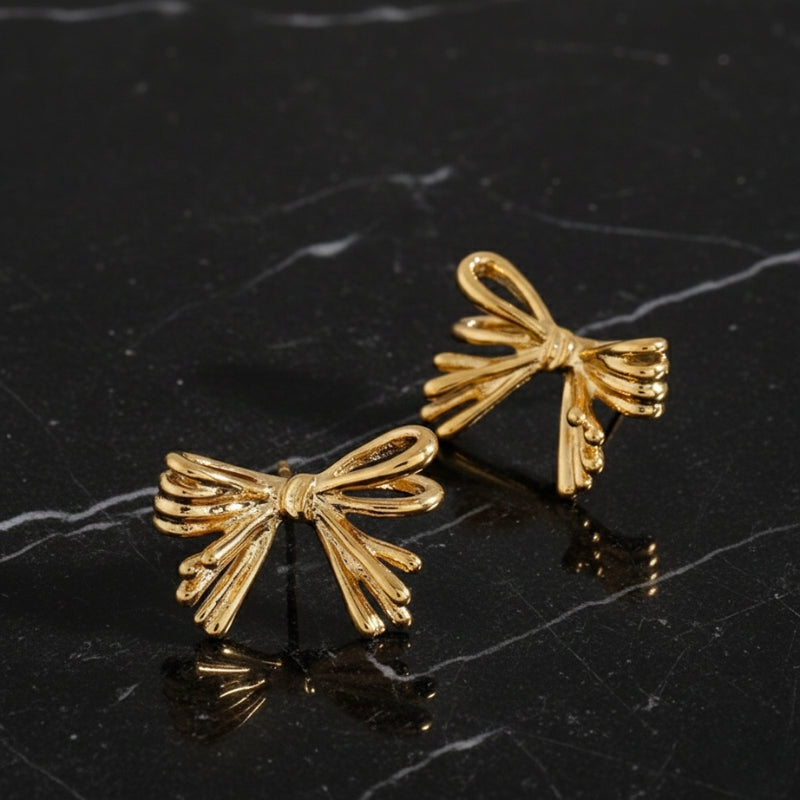 Boucles d’oreilles nœud torsadé en acier inoxydable doré 18K