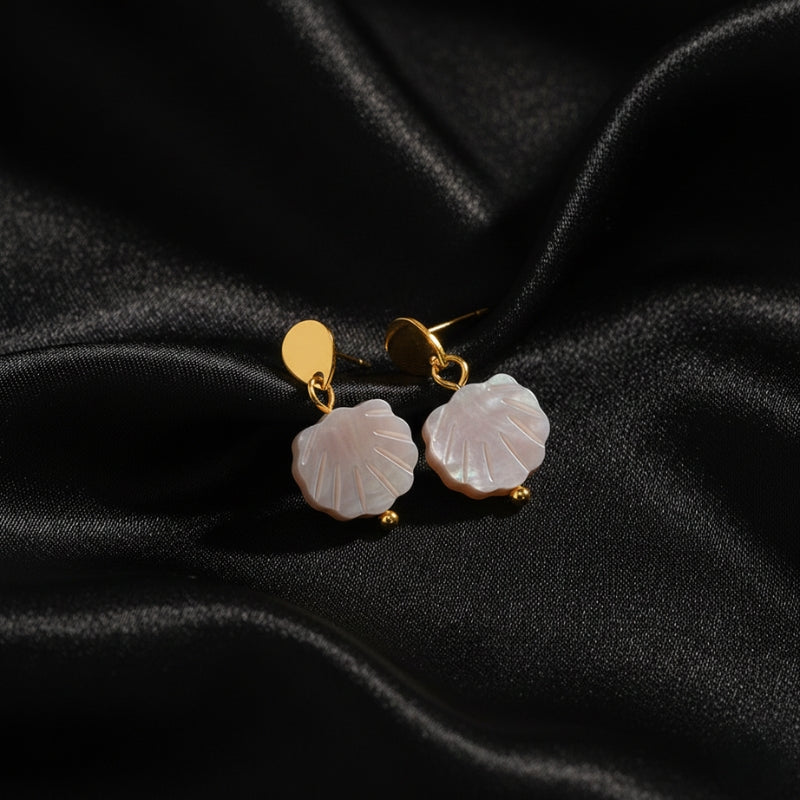 Boucles d’oreilles coquillage nacrées en acier inoxydable