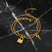 Bracelet doré fantaisie en acier inoxydable