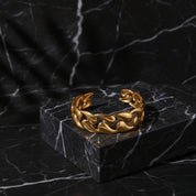 Bracelet demi jonc tressé &nbsp;– Bijou en acier inoxydable et plaquage or 18K