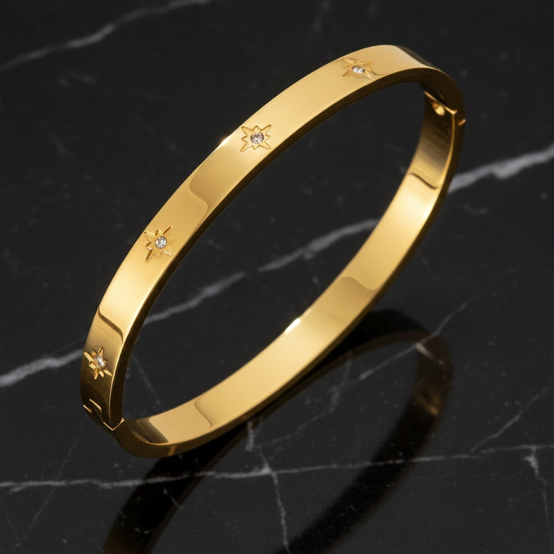 Bracelet jonc étoile – Acier inoxydable doré ou argenté