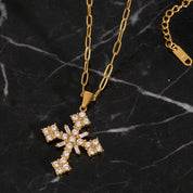 Collier croix strass
