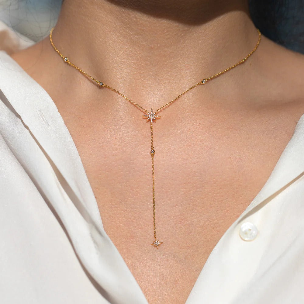 Collier étoile 'Guadeloupe' acier inoxydable et plaqué or 18k