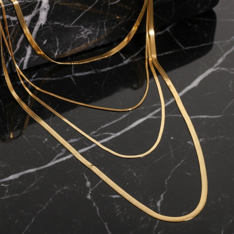 Collier multi-rangs ras de cou – Acier inoxydable doré