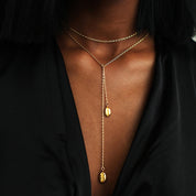 Collier pendentif coquillage doré – Chaîne longue 110 cm en acier inoxydable or 18K