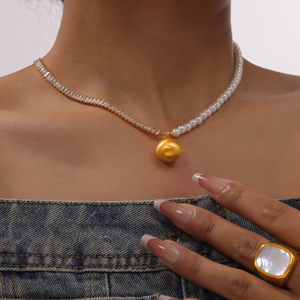 Collier perle couleur – Chaîne en acier inoxydable avec perles colorées