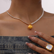 Collier perle couleur – Chaîne en acier inoxydable avec perles colorées