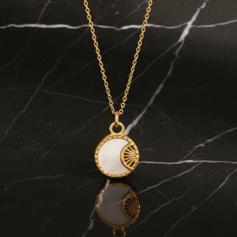 Collier pendentif doré en acier inoxydable 18k