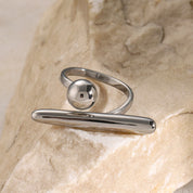 Bague boule géométrique en acier inoxydable – Ajustable, dorée ou argentée