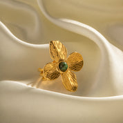 Bague Fleur Vintage – Acier inoxydable doré, bague or vintage