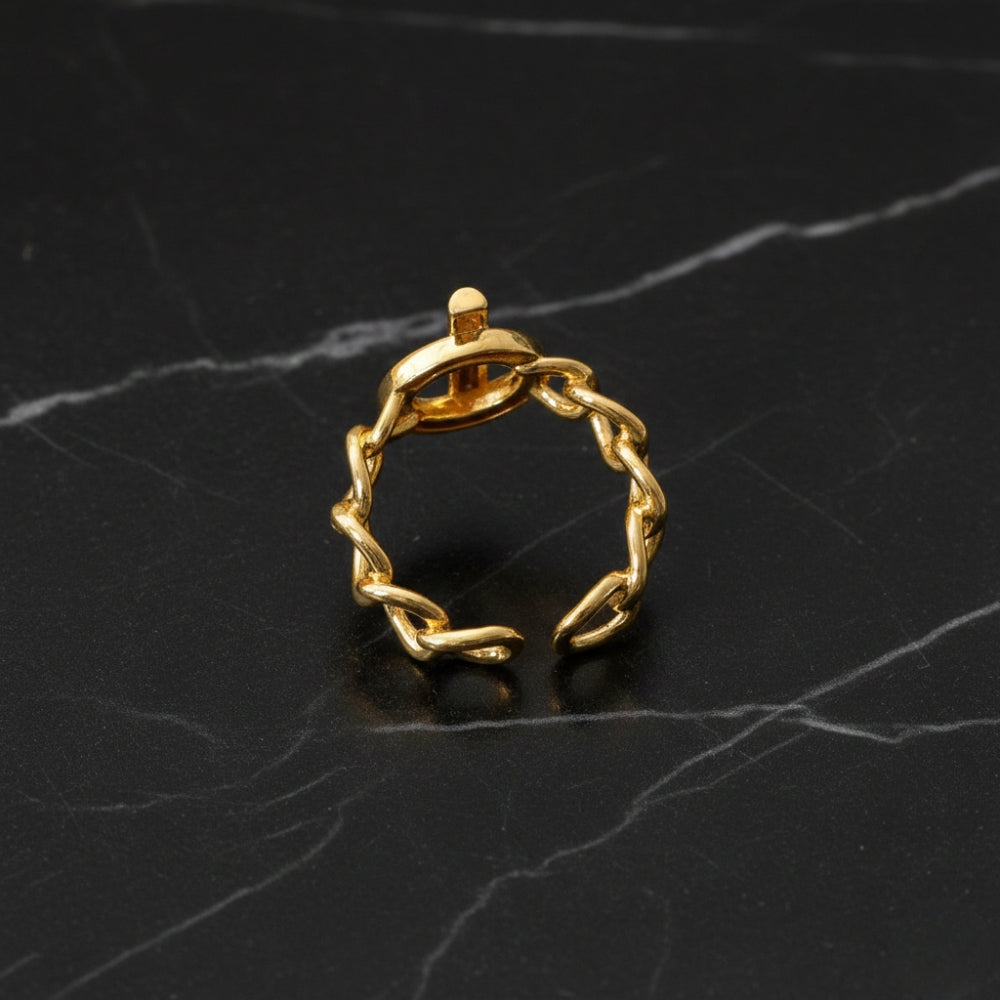 Bague 'Lunaris' ajustable en acier inoxydable et plaqué or 18k