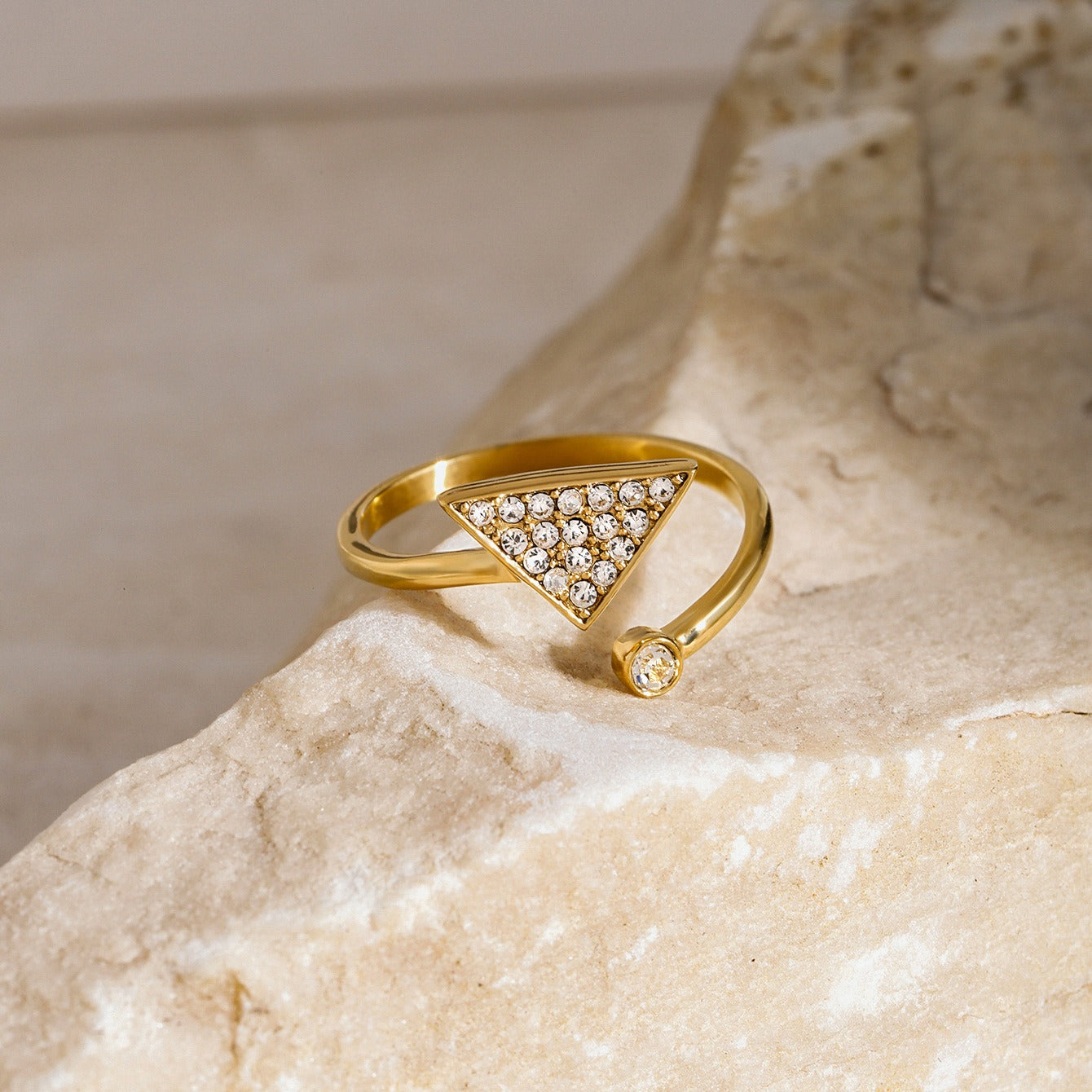 Bague oxyde de zirconium – Acier inoxydable ajustable doré ou argenté