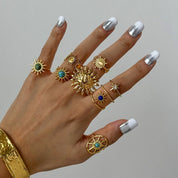 Bague soleil – Acier inoxydable doré réglable, chaque modèle sont vendu séparément