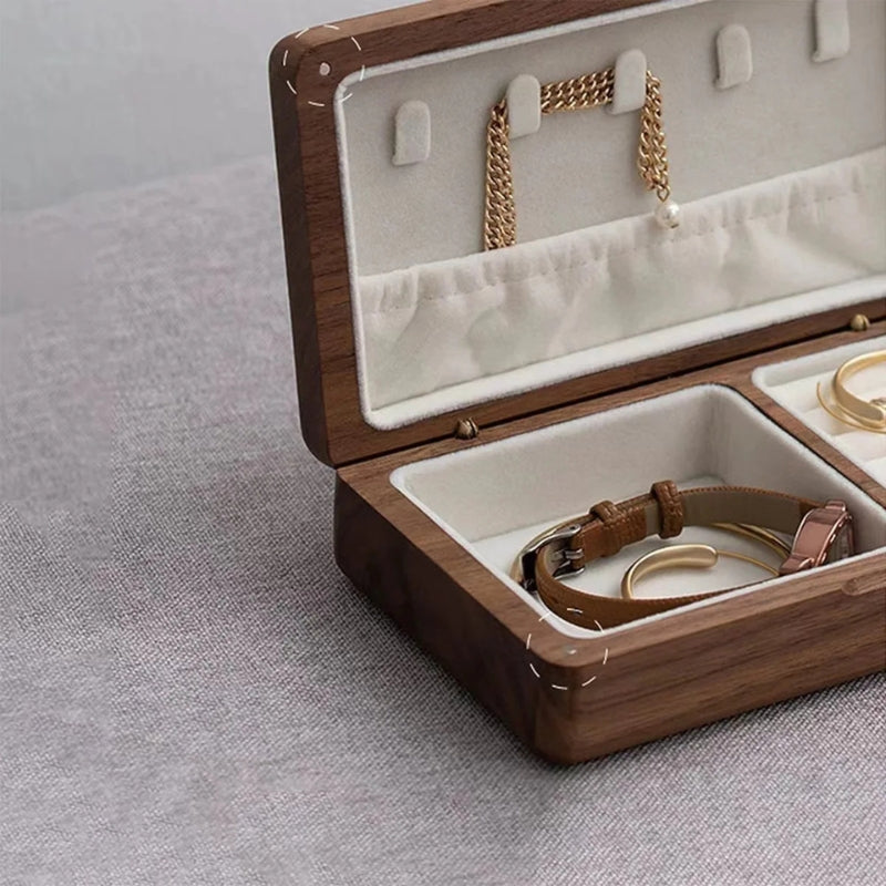 Boîte à bijoux en bois – Coffret compact 16,5 × 9,5 × 4,5 cm