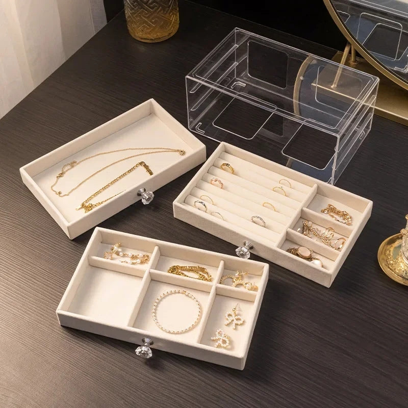 Boîte à bijoux transparente à tiroirs – Rangement pratique à compartiments modulables