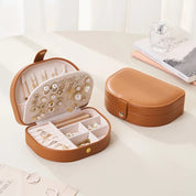 Boîte à bijoux de voyage marron – Élégante et pratique (17 x 12 cm)