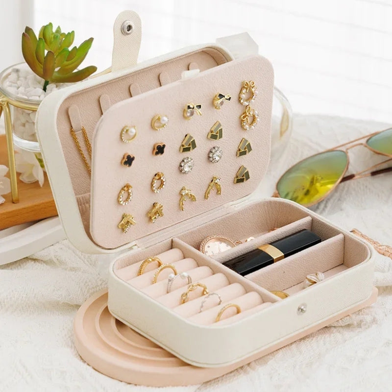 Boîte à bijoux en simili cuir blanc – Organisation facile (16 x 11,5 cm)