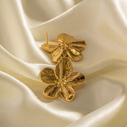Boucle d’oreille fleur de cerisier en acier inoxydable et or 18K