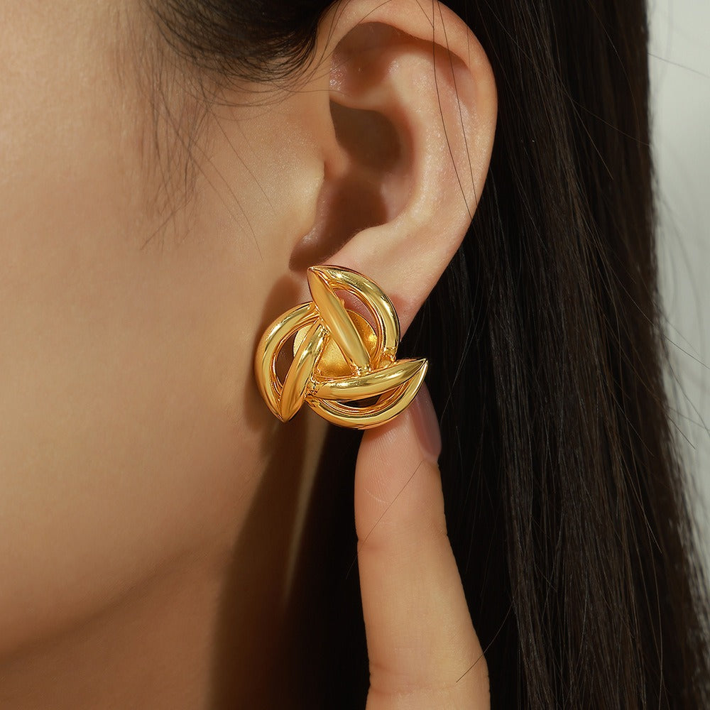 Boucles d’oreilles puce fantaisie – Acier inoxydable plaqué or 18 carats