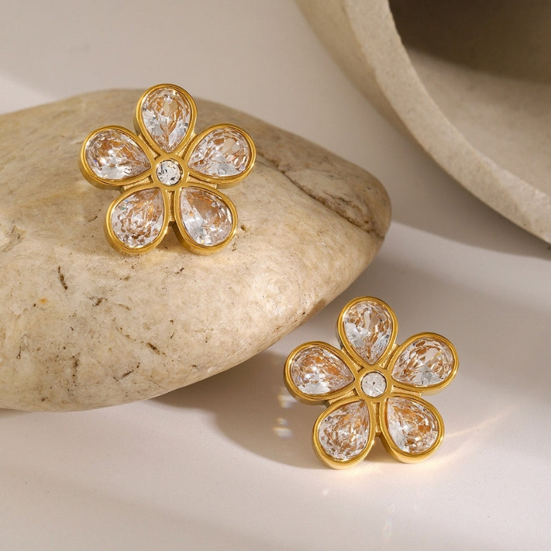 Boucle d'oreille puce fleur