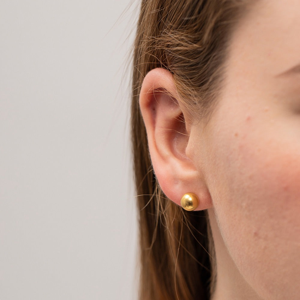 Boucle d’oreille puce ronde – Boucles discrètes plaquées or 18 carats en acier inoxydable