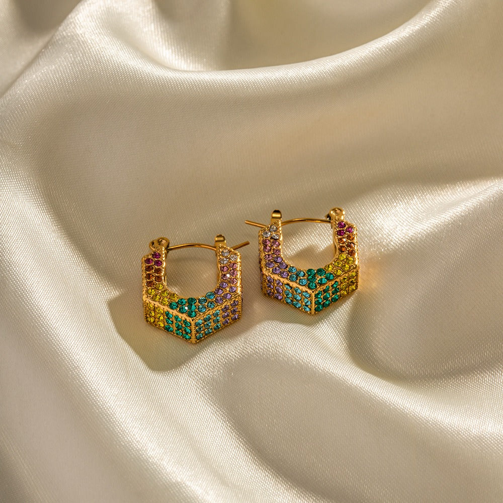 Boucles d'oreilles créoles fantaisie – Bijou coloré plaqué or 18K, boucle d oreille creole fantaisie​