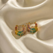 Boucles d'oreilles créoles fantaisie – Bijou coloré plaqué or 18K, boucle d oreille creole fantaisie​