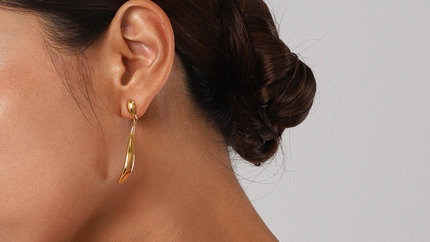 Boucles D'Oreilles Femme En Acier Inoxydable Doré Avec Strass - Bijoux Élégants Hypoallergéniques Pour Toutes Occasions - 3