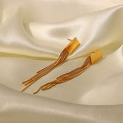 Boucles d’oreilles à franges pendantes – Acier inoxydable et or 18K