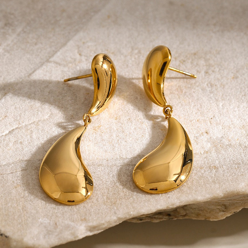 Boucles d'oreilles goutte pendantes en acier inoxydable 18K