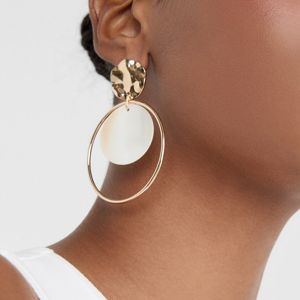 Boucles d’oreilles pampilles rondes dorées – acier inoxydable PVD 18K