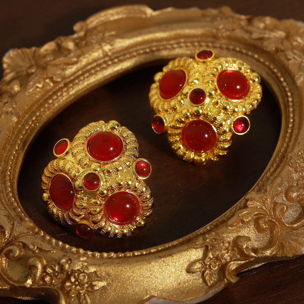 Boucles d'oreilles pierres rouges