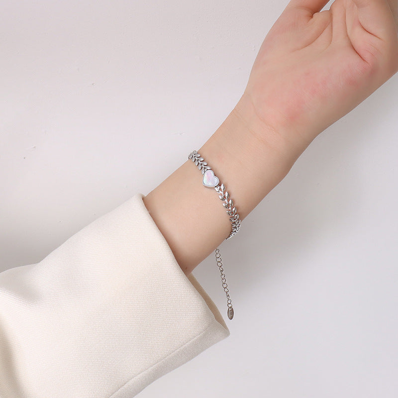 Bracelet chaîne cœur – Bijou en acier inoxydable doré ou argenté, bracelet coeur histoire d'or​