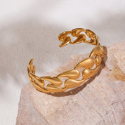Bracelet demi jonc tressé &nbsp;– Bijou en acier inoxydable et plaquage or 18K