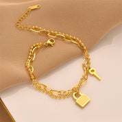 Bracelet doré fantaisie en acier inoxydable