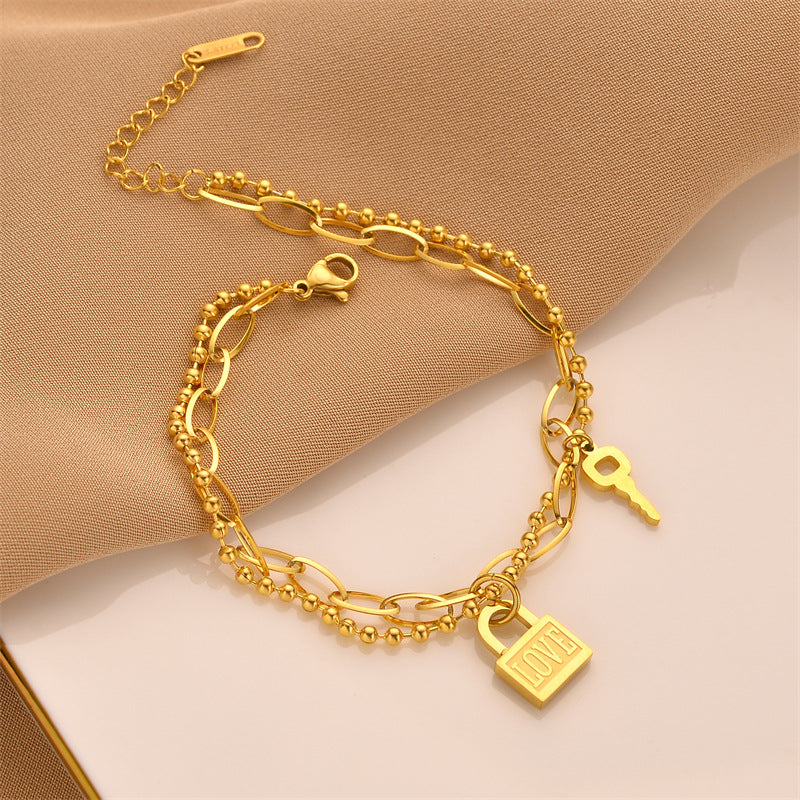 Bracelet doré fantaisie en acier inoxydable