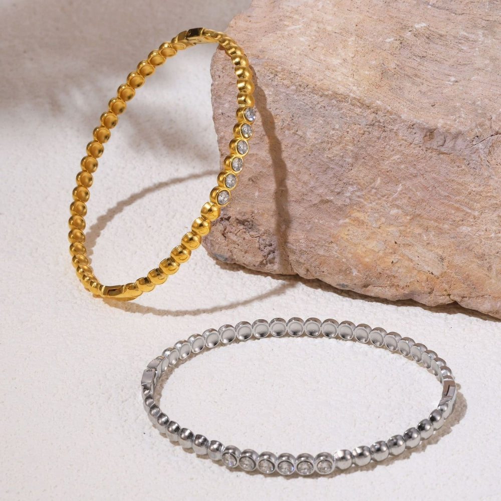 Bracelet jonc boule – Acier inoxydable avec perles ou pierres