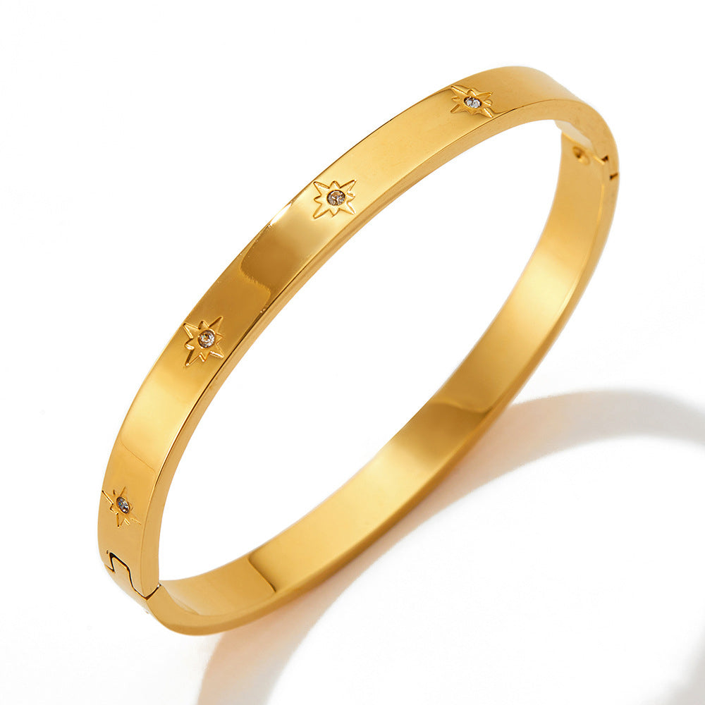 Bracelet jonc étoile – Acier inoxydable doré ou argenté