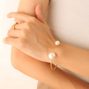 Bracelet jonc perle – Acier inoxydable doré et PVL 18K