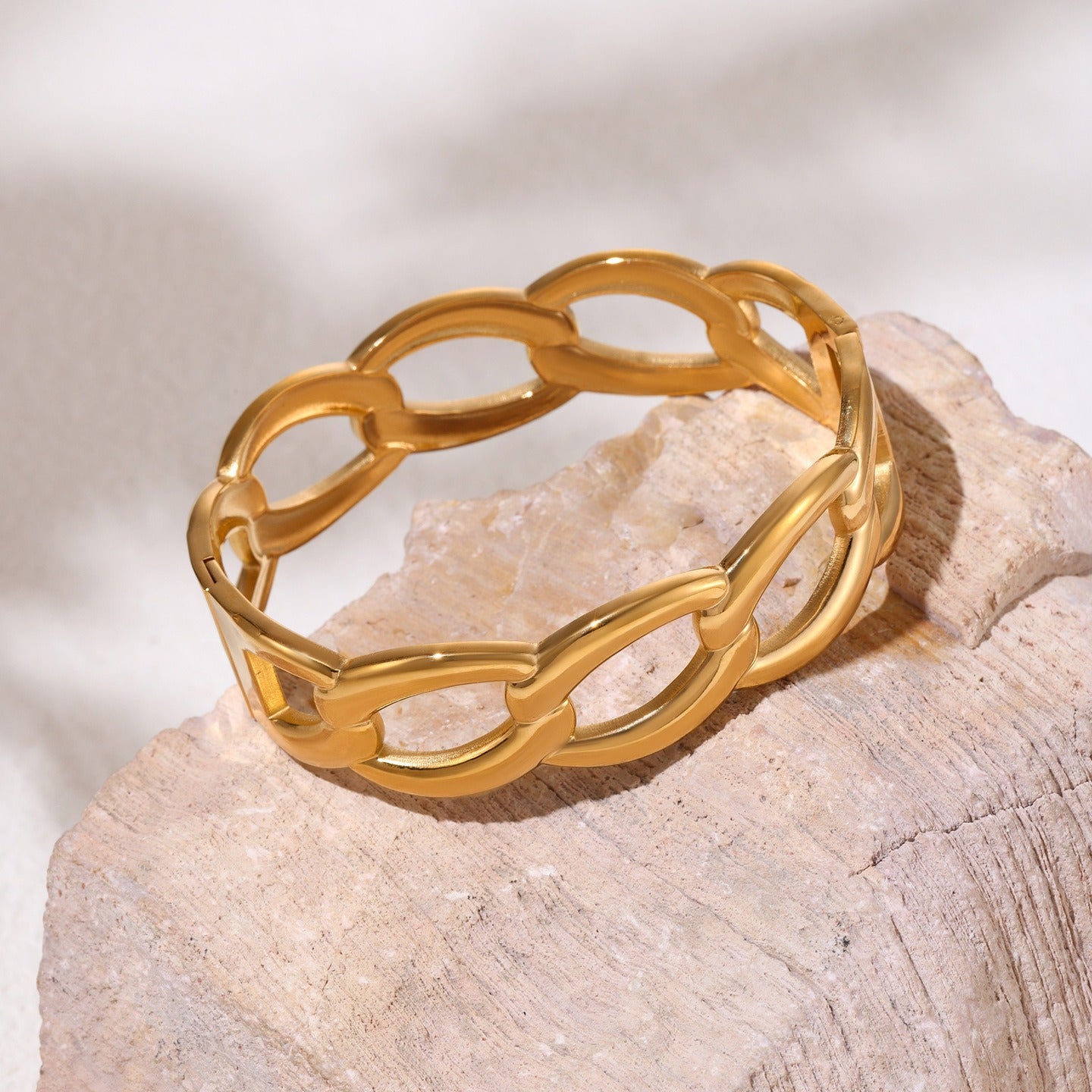 Bracelet jonc tressé en acier inoxydable – Doré ou argenté et plaquage 18K