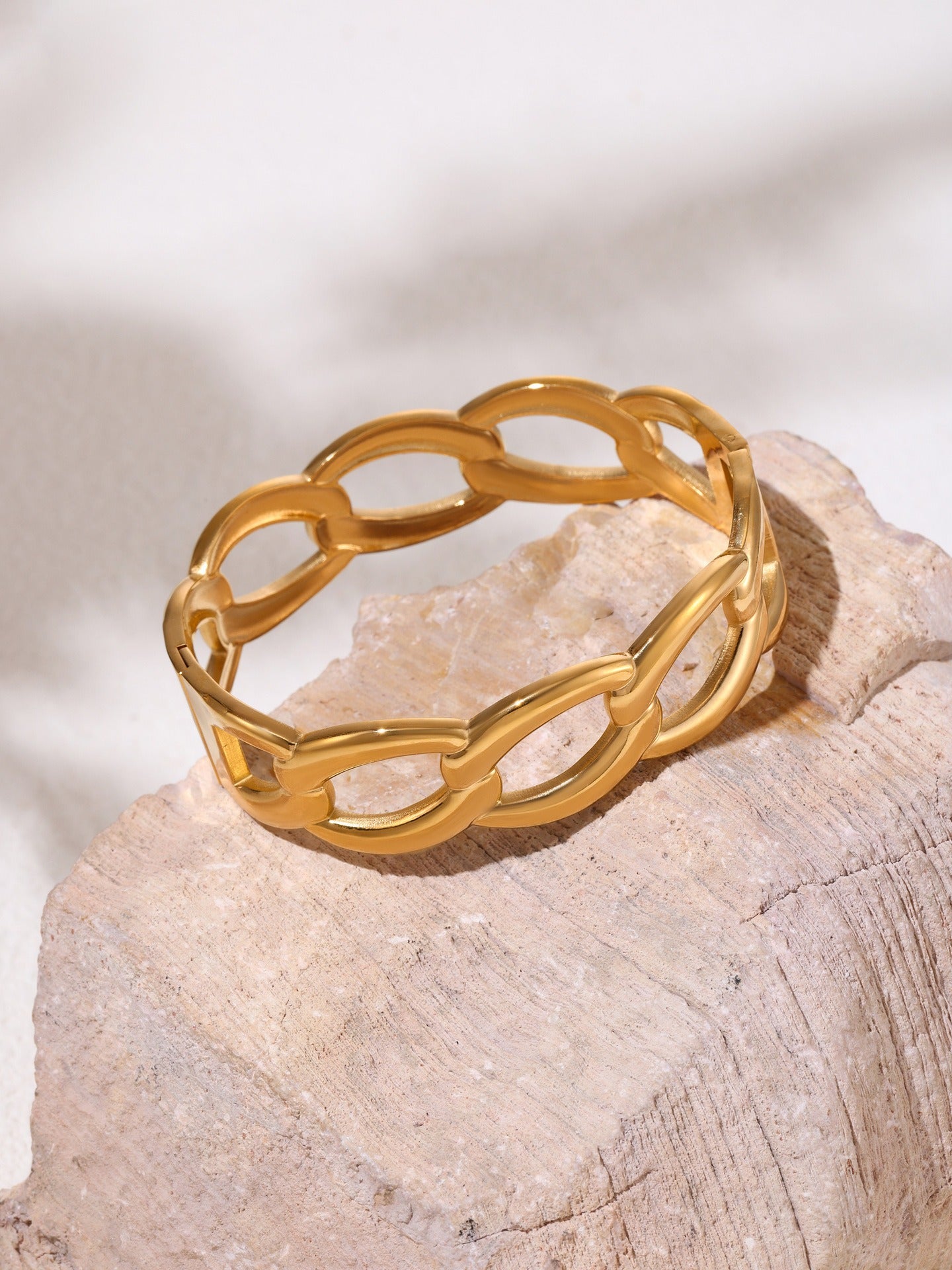Bracelet jonc tressé en acier inoxydable – Doré ou argenté et plaquage 18K