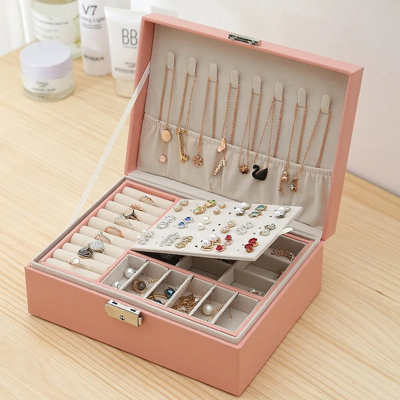 Coffret bijoux rose tout-en-un