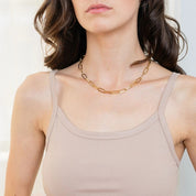 Collier ras de cou maillons trombone – Acier inoxydable doré